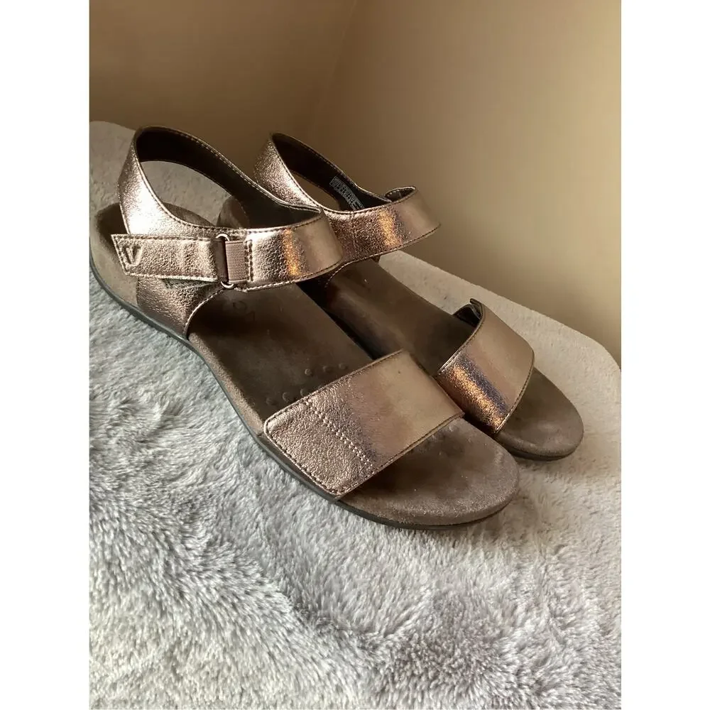Vionic adjustable sandals marsala Metallic Gunmetal women's size 10